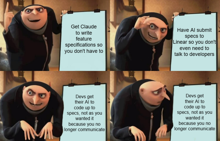 dev building up to ai specs meme