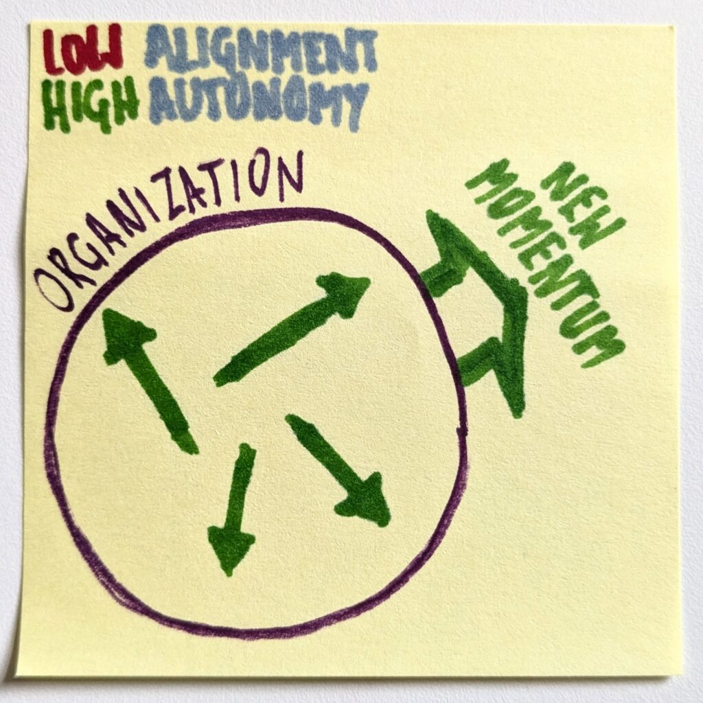 High autonomy and low alignment impact on organizational momentum