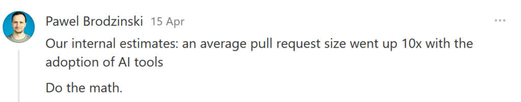 AI pull request size 10x