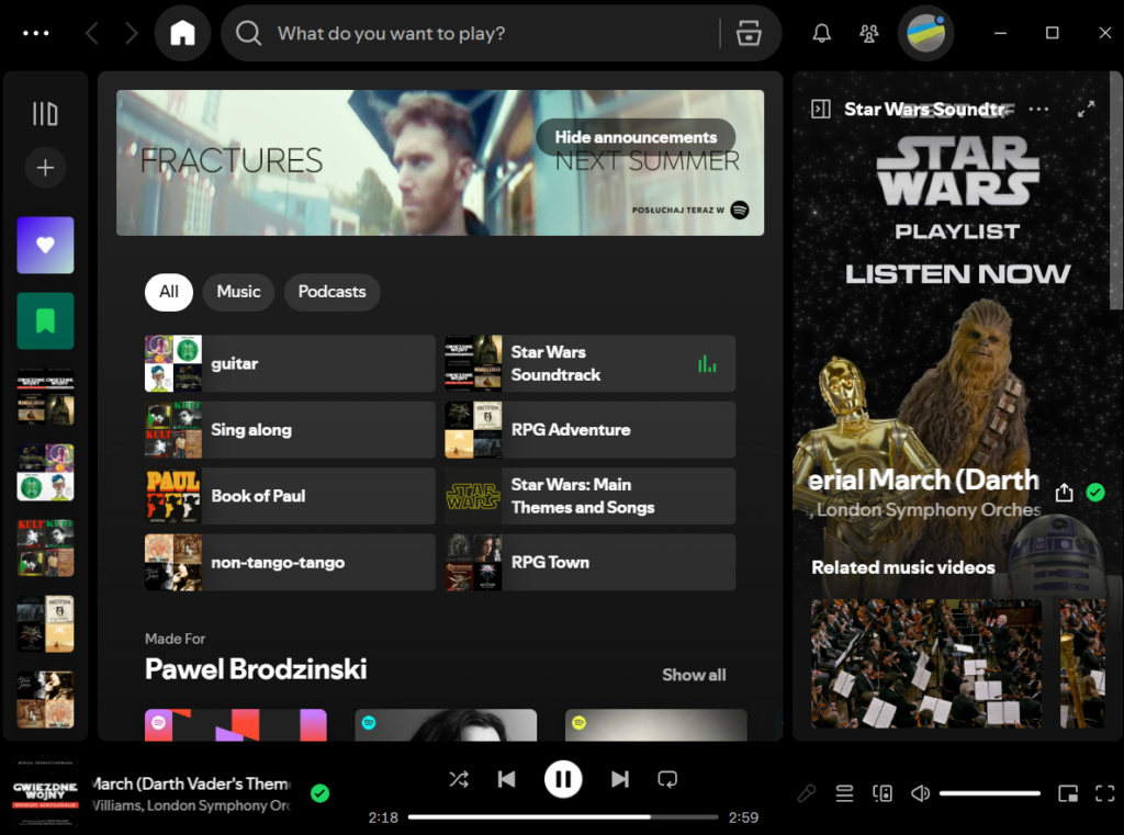 spotify home screen